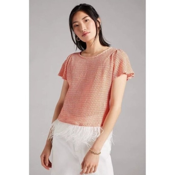 Anthropologie Eva Franco Feathered Top lp new without tags